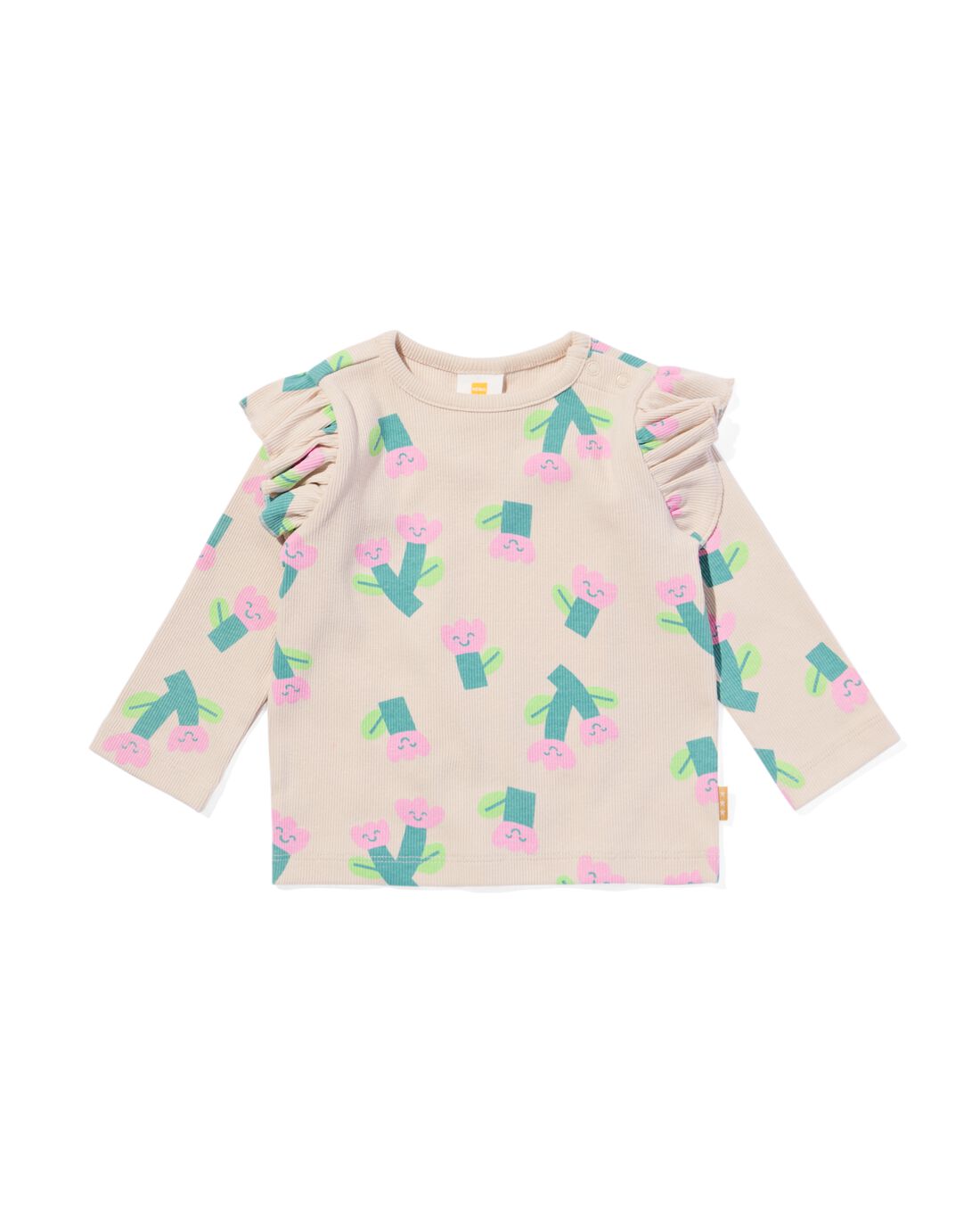 baby T-shirt bloemen ecru