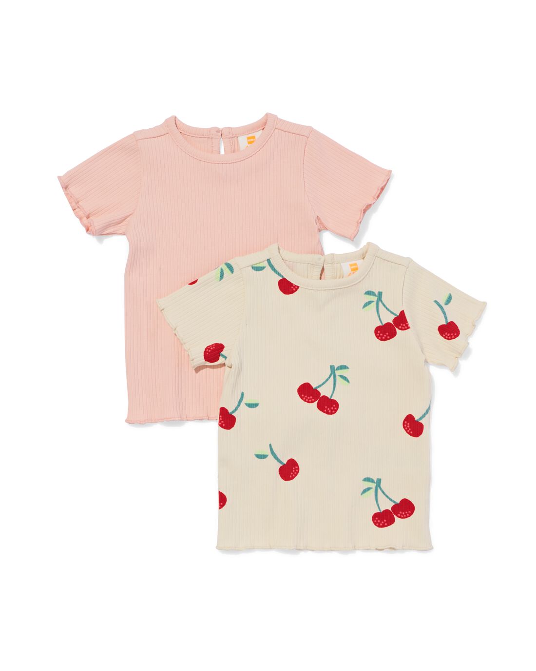 HEMA Baby T-shirts Rib Kersen - 2 Stuks Lichtroze (lichtroze)