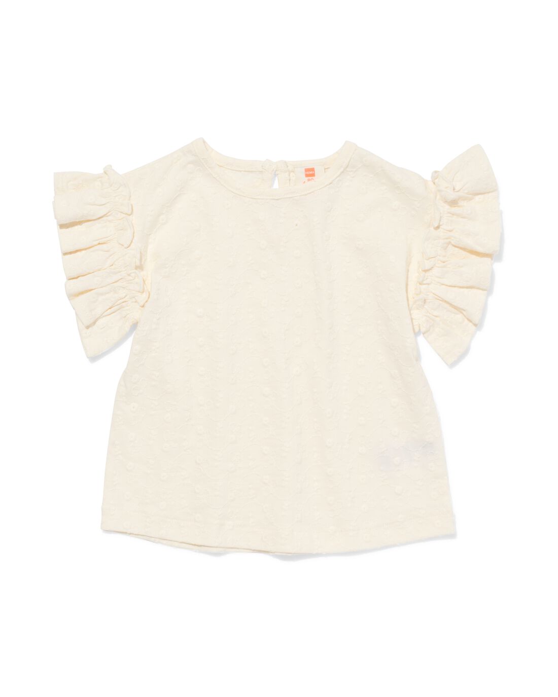 HEMA Baby T-shirt Broderie Gebroken Wit (gebroken wit)