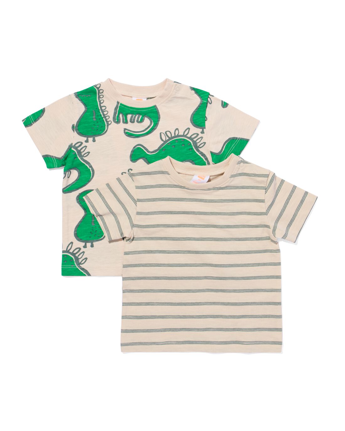 baby T-shirts monster strepen - 2 stuks ecru