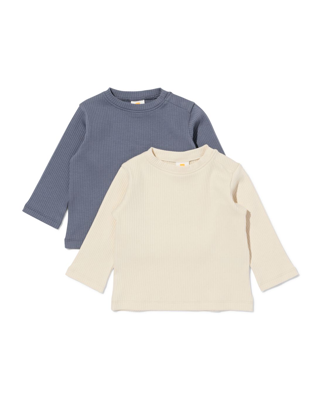 HEMA HEMA Baby T-shirt Rib - 2 Stuks Grijs (grijs)