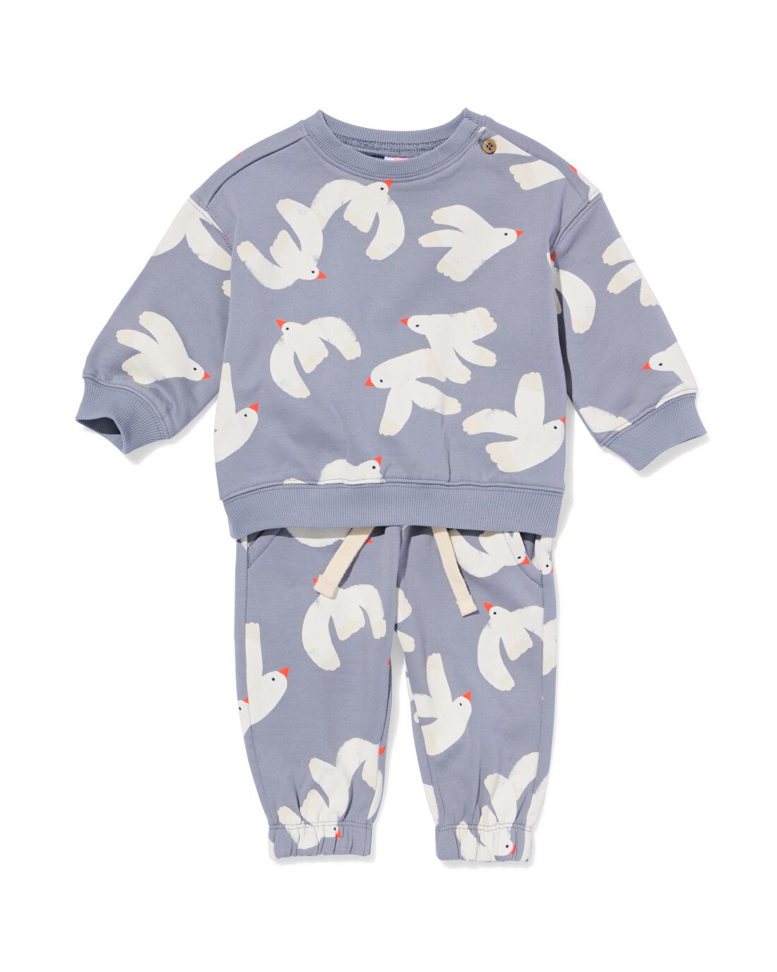 051 Baby Kleding Sweatset Vogels Blauw (blauw)