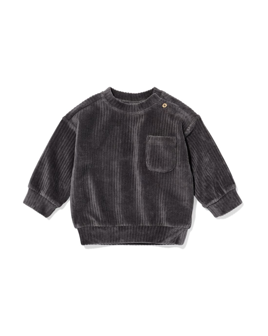 HEMA HEMA Babysweater Velours Rib Grijs (grijs)