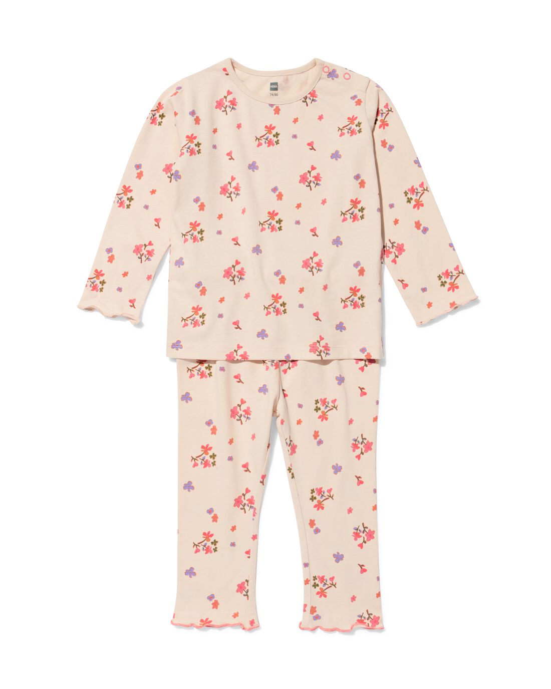 051 Babypyjama Bloemen Roze (roze)