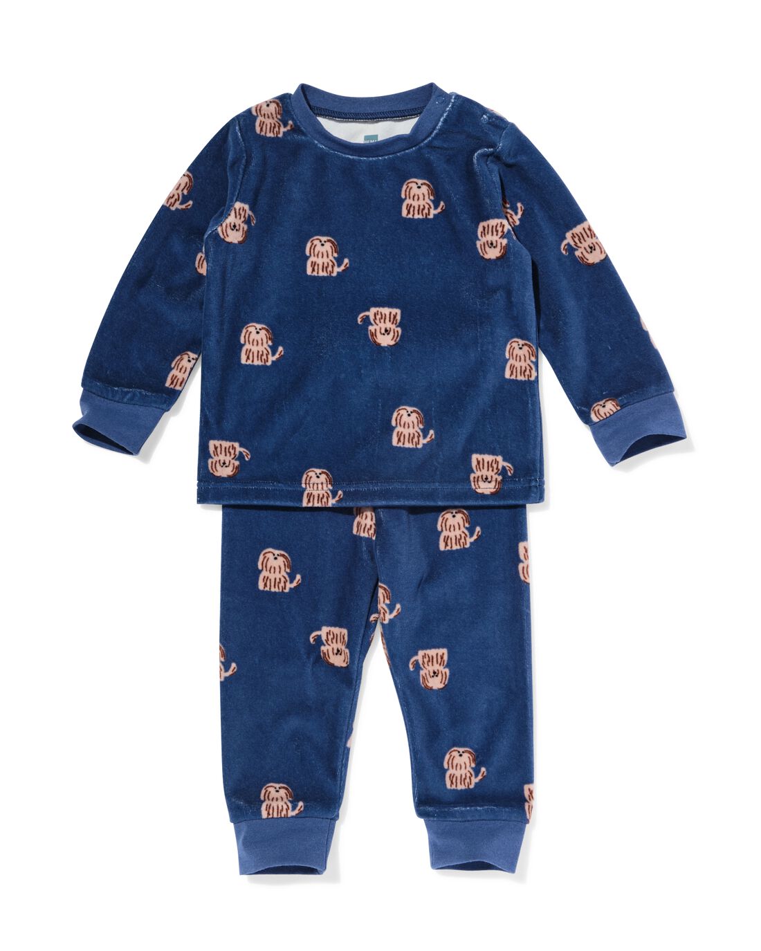 051 Babypyjama Velvet Hond Blauw (blauw)