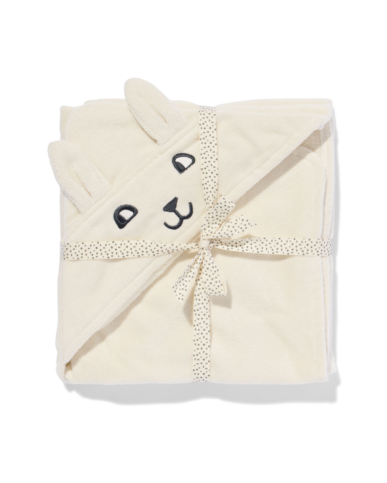 051 Baby Badcape 80x80cm Beertje (wit)