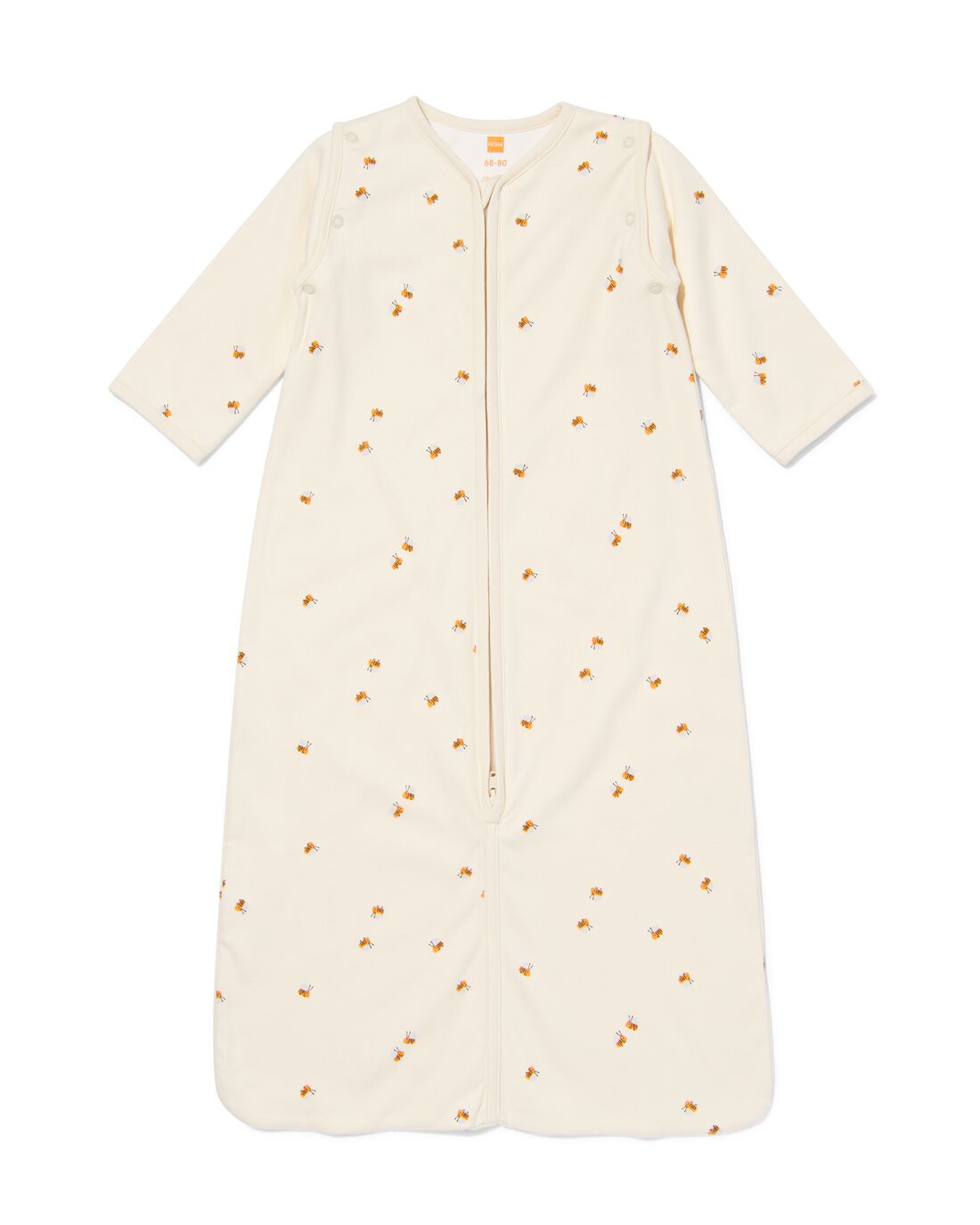 HEMA Baby Slaapzak Met Afneembare Mouwen Katoen 0.5tog Dieren Gebroken Wit (gebroken wit)