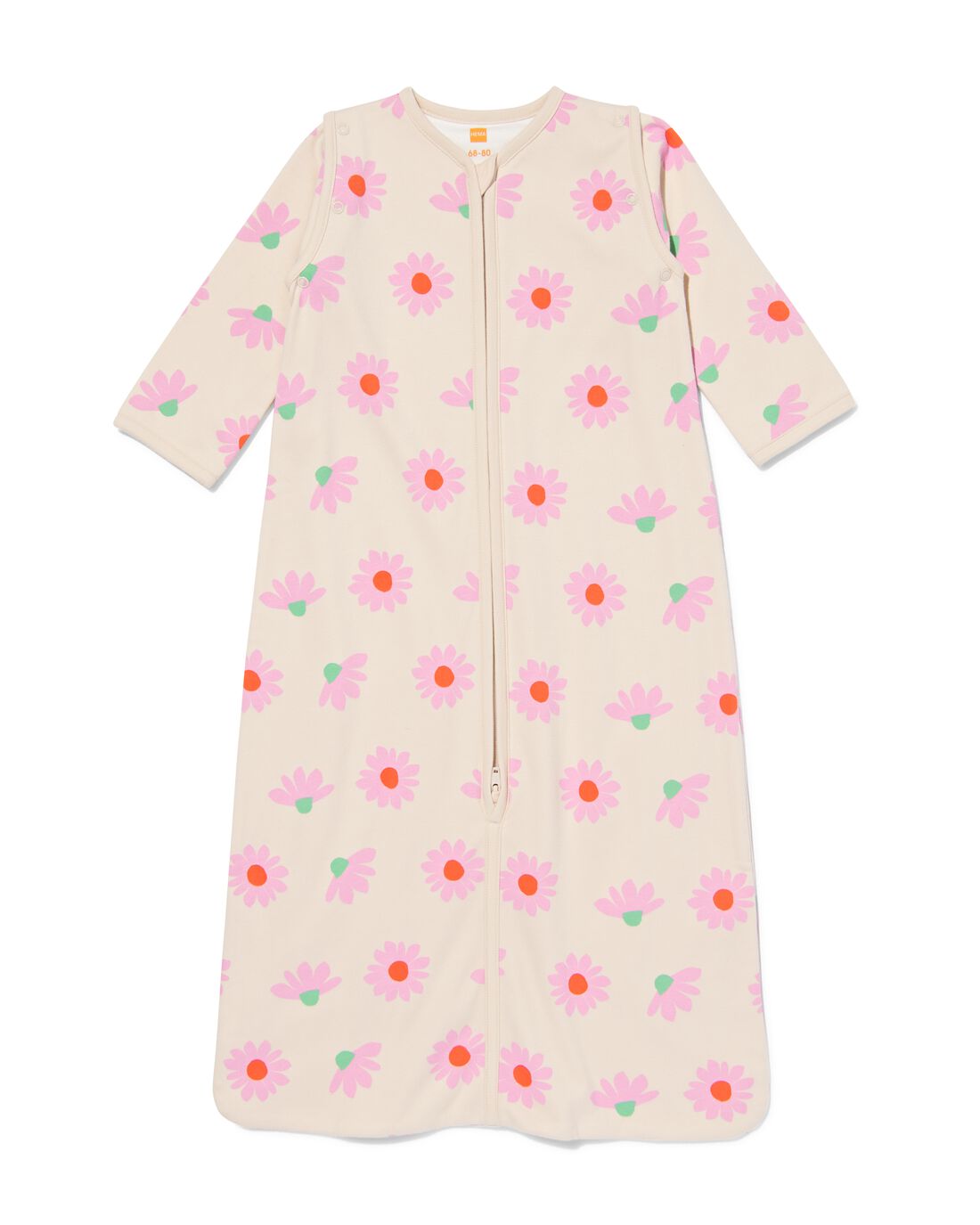 HEMA Baby Slaapzak Met Afneembare Mouwen Katoen 0.5tog Bloemen Roze (roze)