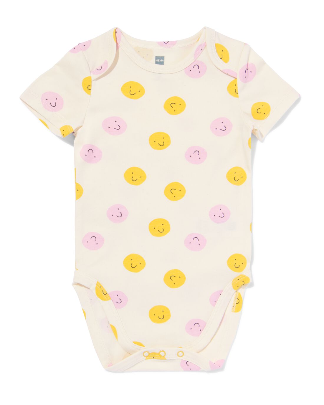 babyromper katoen met stretch gezichtje geel
