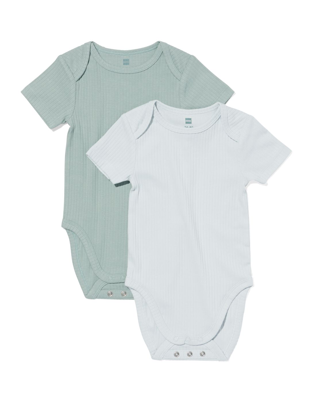 HEMA Meegroeirompers Rib Bamboe Met Stretch - 2 Stuks Blauw (blauw)
