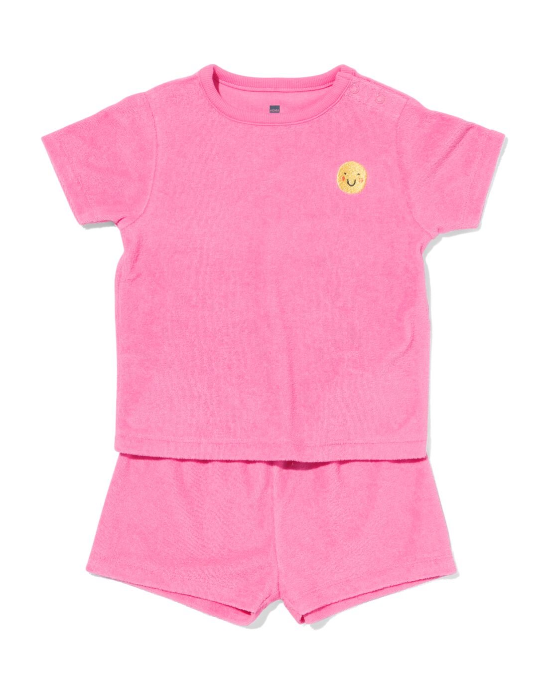 babypyjama badstof gezichtje roze