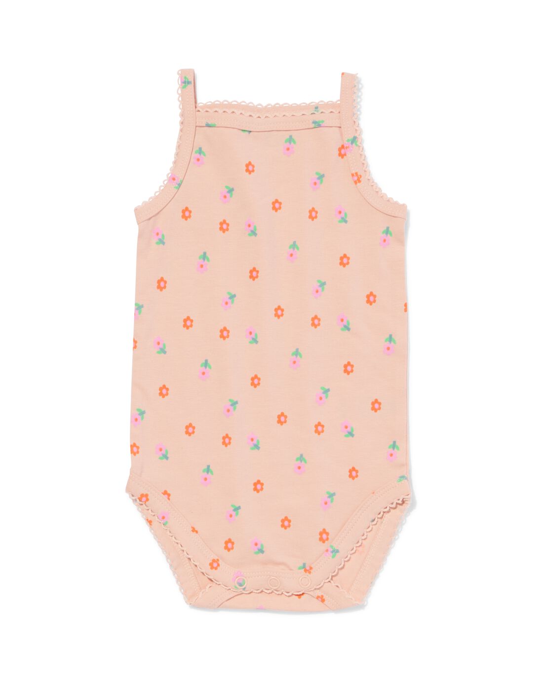 romper katoen met stretch bloemen roze