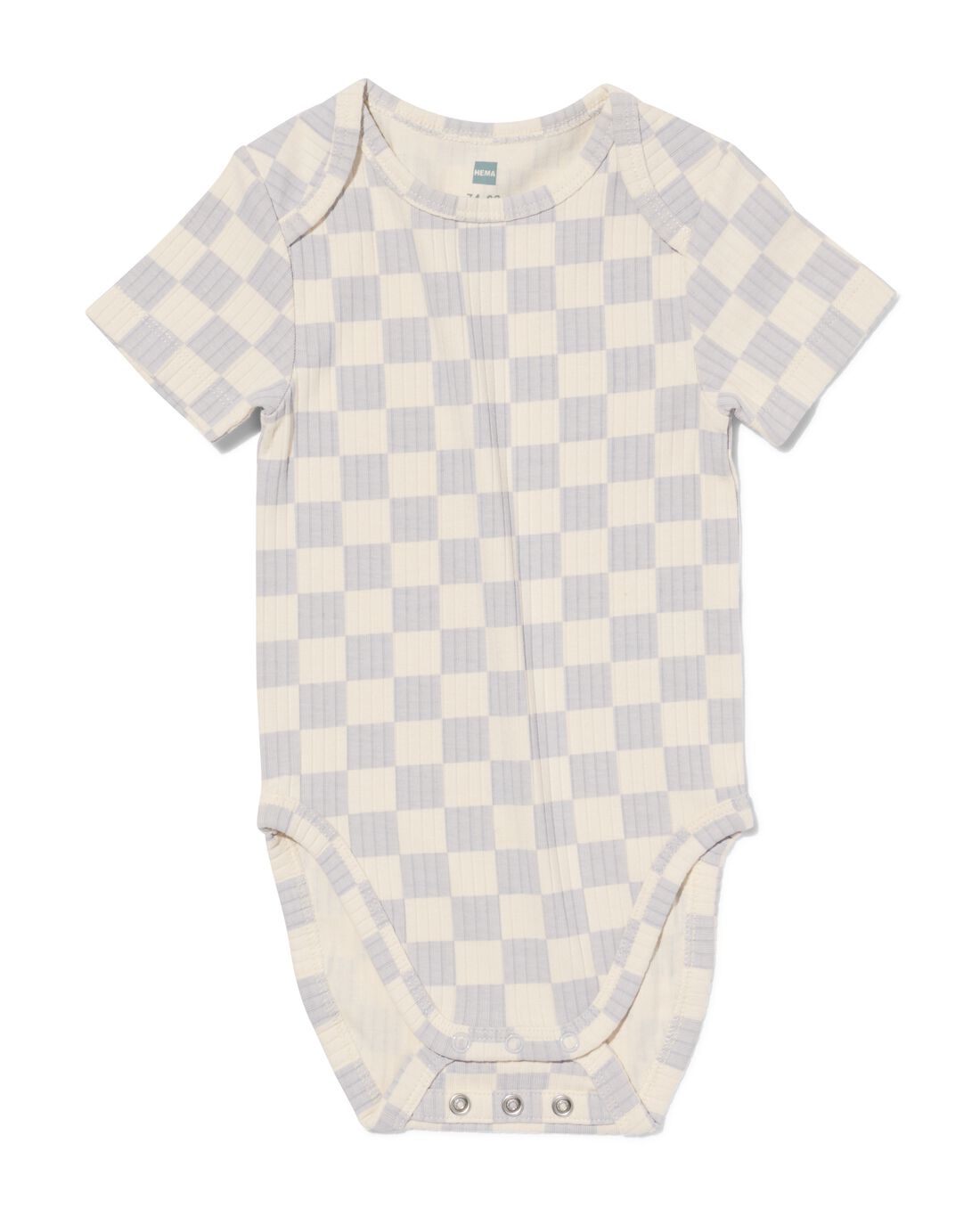 meegroeiromper rib bamboe met stretch ruiten blauw