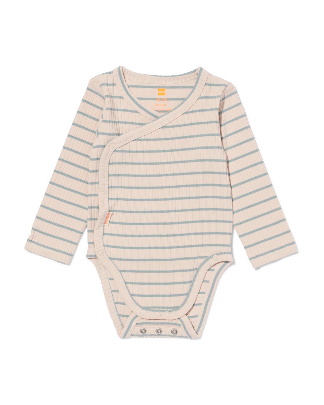 HEMA Newborn Meegroei Overslagromper Rib Met Bamboe Stretch Strepen Groen (groen)