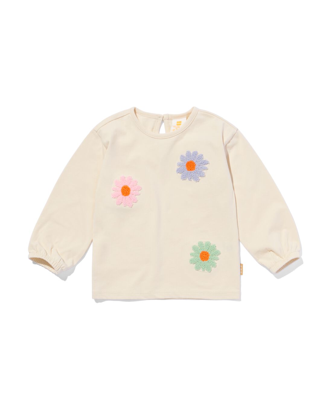 HEMA Newborn T-shirt Bloemen Ecru (ecru)