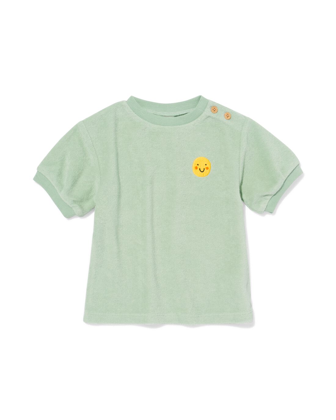 HEMA Newborn T-shirt Badstof Gezichtje Groen (groen)