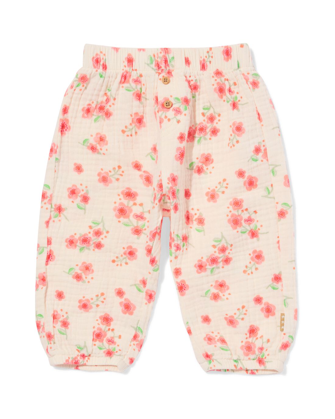 HEMA HEMA Newborn Broek Mousseline Bloemen Ecru (ecru)