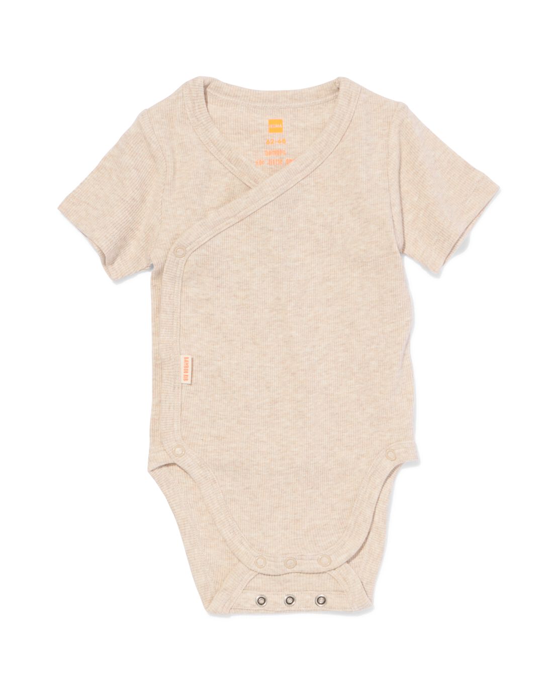 newborn meegroei overslagromper rib bamboe met stretch zand
