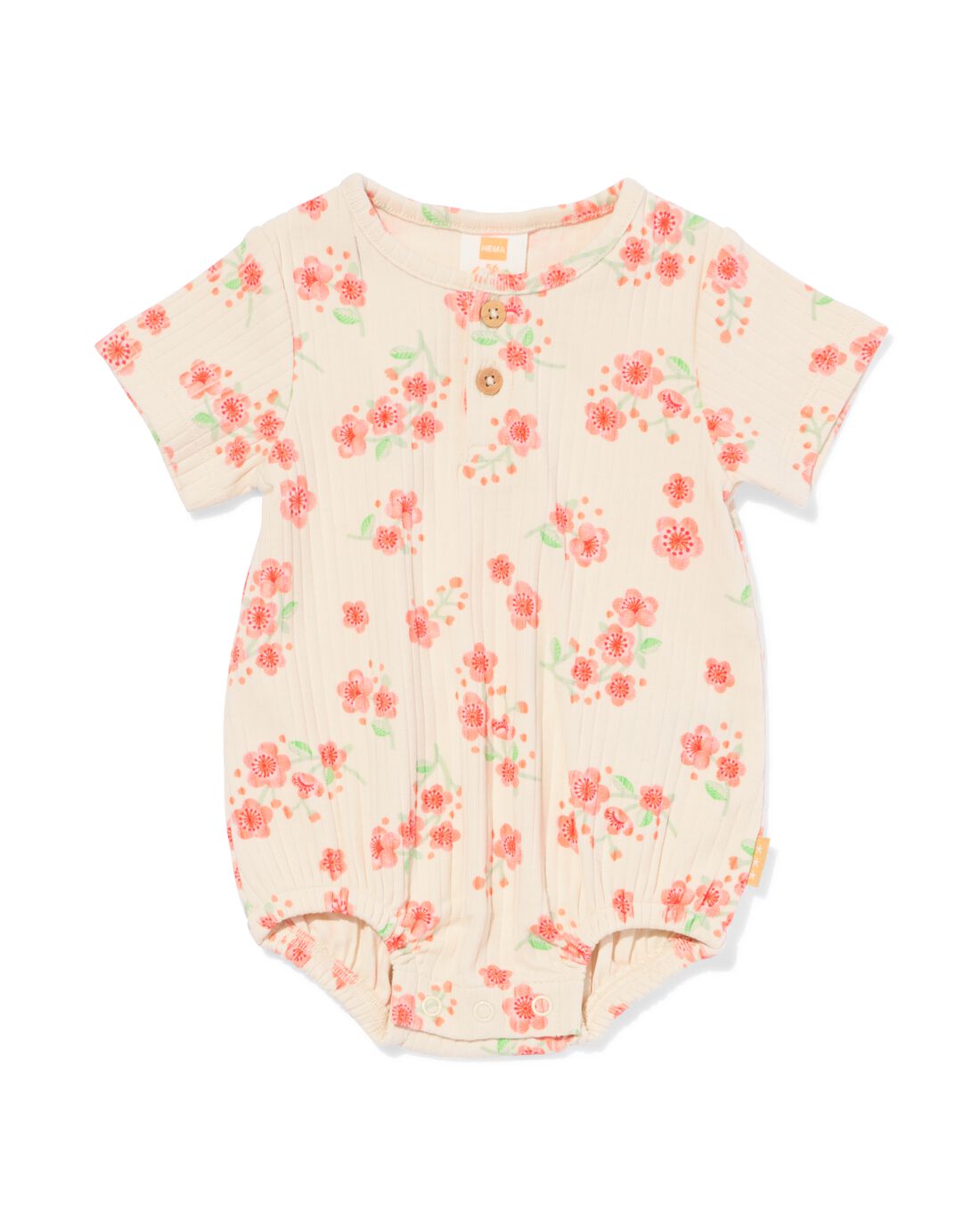 newborn romper rib bloemen ecru