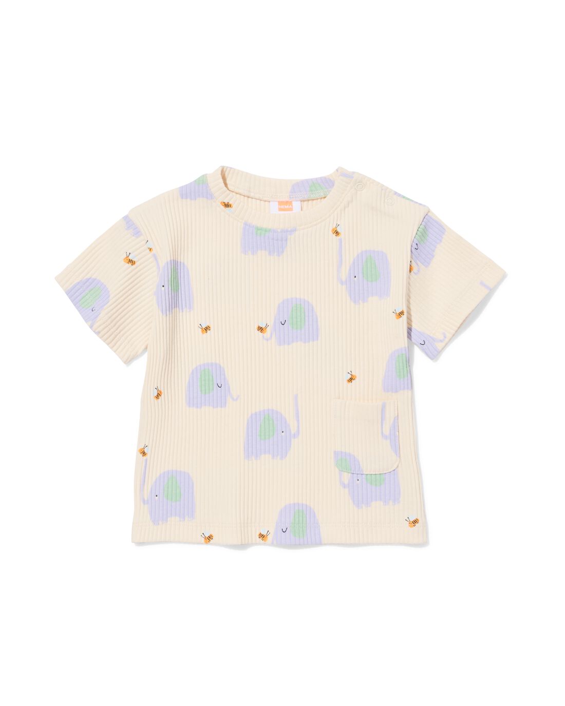 newborn T-shirt rib olifanten ecru