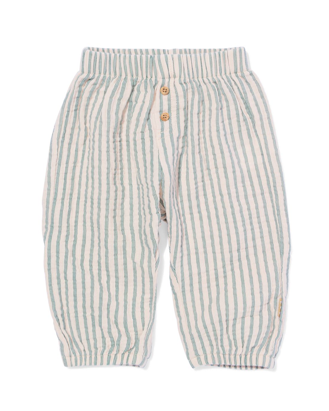 HEMA Newborn Broek Mousseline Strepen Groen (groen)
