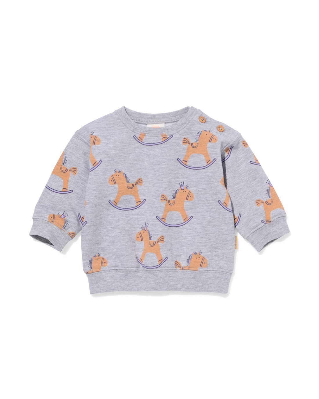 051 Newborn Sweater Paard Grijsmelange (grijsmelange)