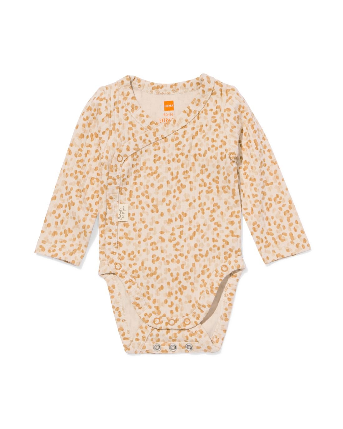 HEMA Newborn Meegroei Overslagromper LENZING™ ECOVERO™ Rib Animal Ecru (ecru)