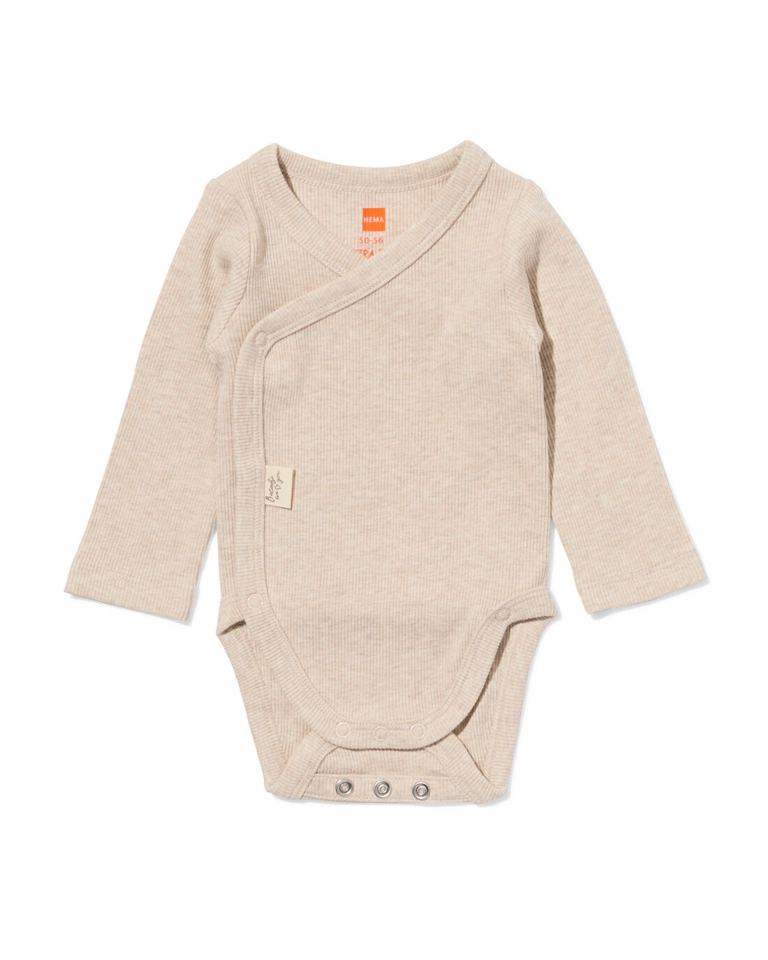 HEMA Newborn meegroei overslagromper LENZING™ ECOVERO™ rib zand