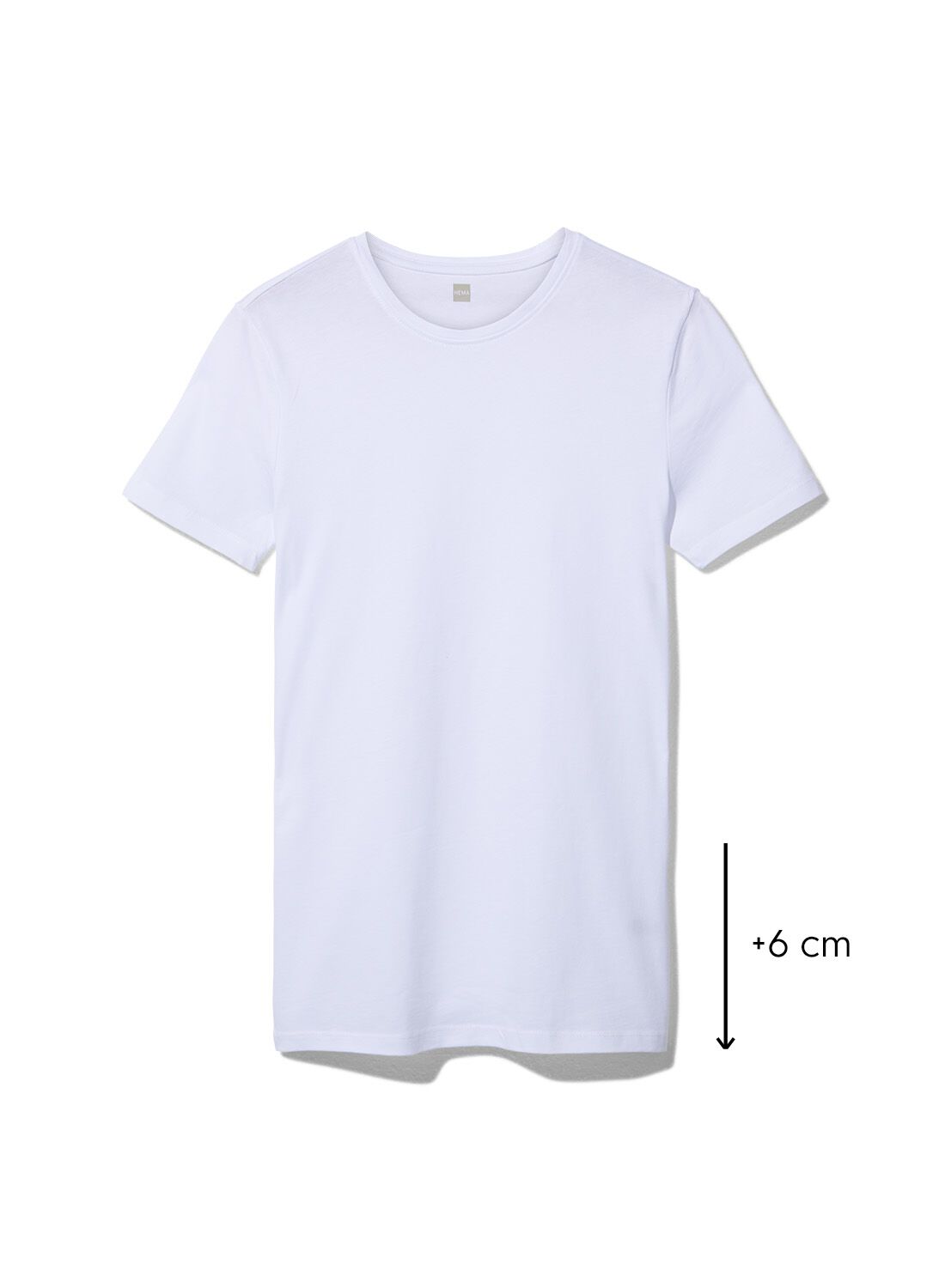 HEMA Heren T-shirt Regular Fit O-hals Extra Lang - 2 Stuks Wit (wit)