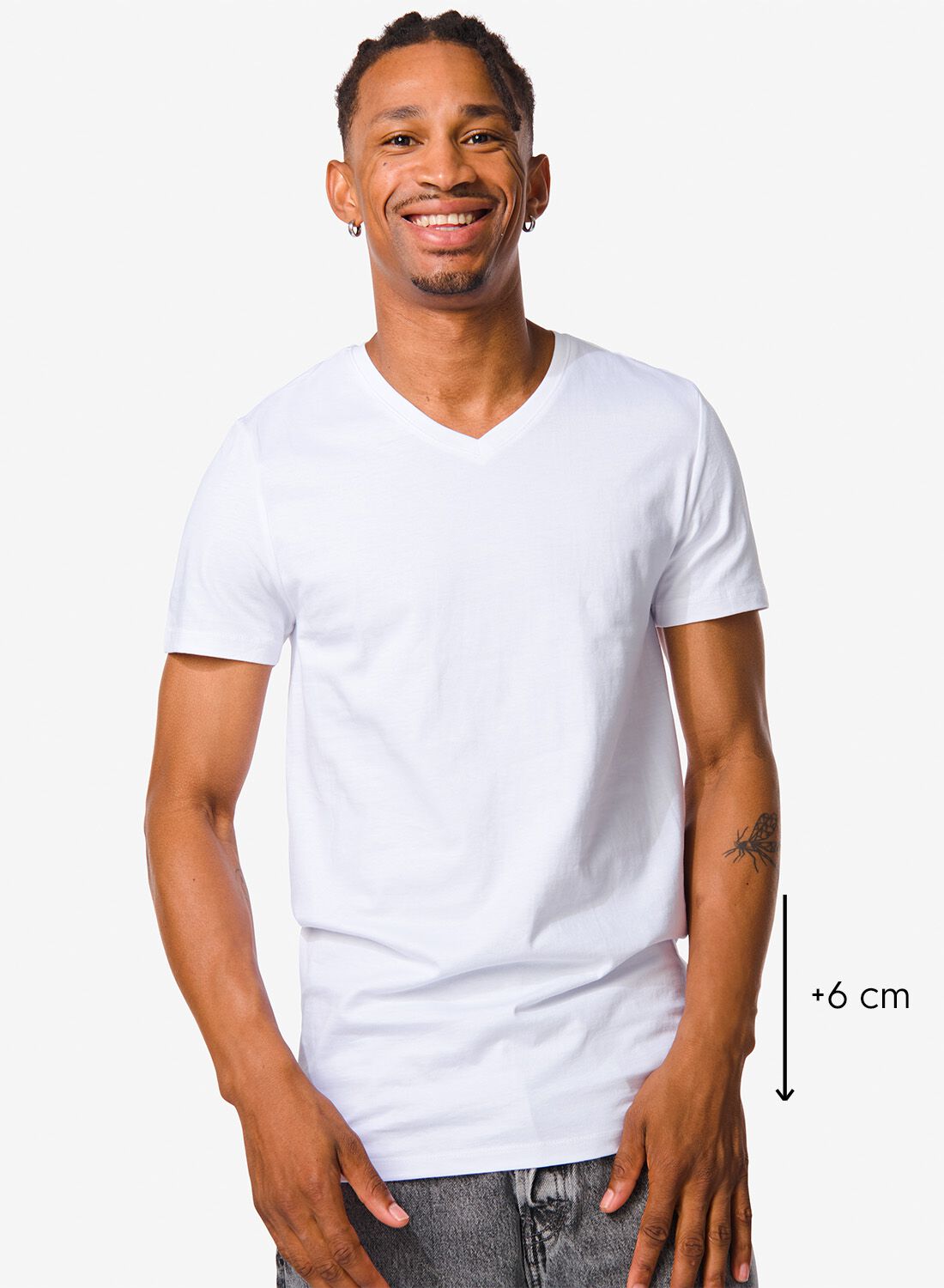 Heren T-shirt Regular Fit V-hals Extra Lang - 2 Stuks