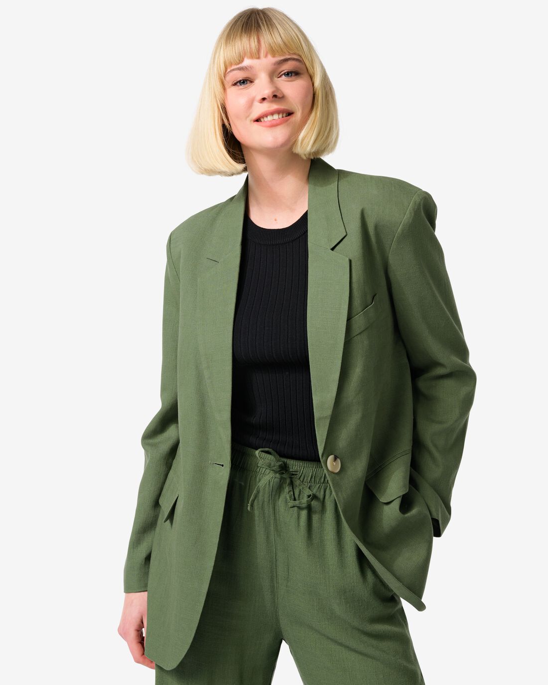 HEMA Damesblazer Isla Linnen Oversized Groen (groen)