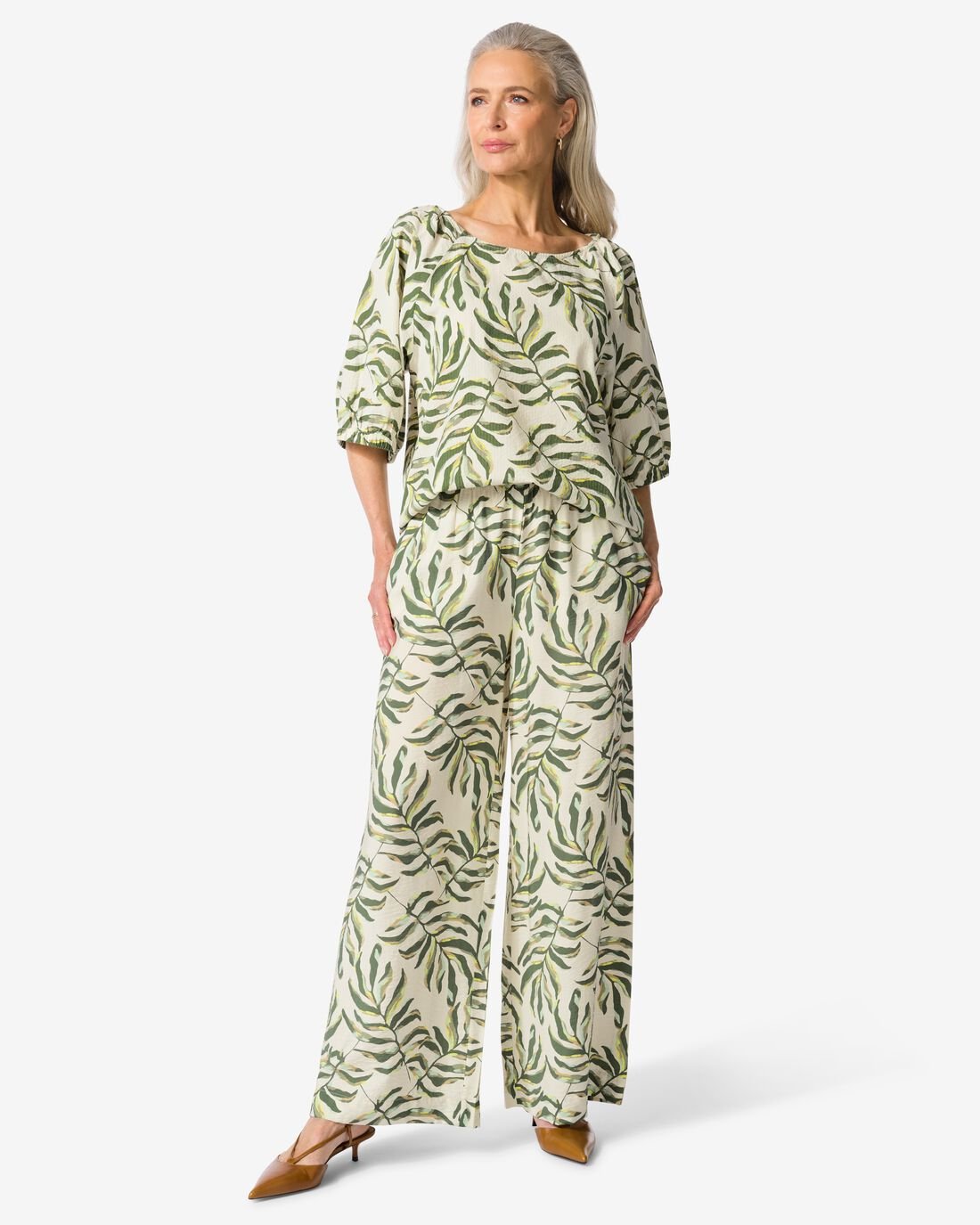 HEMA Damesbroek Sally Wide Leg Bladeren Multi (multi)