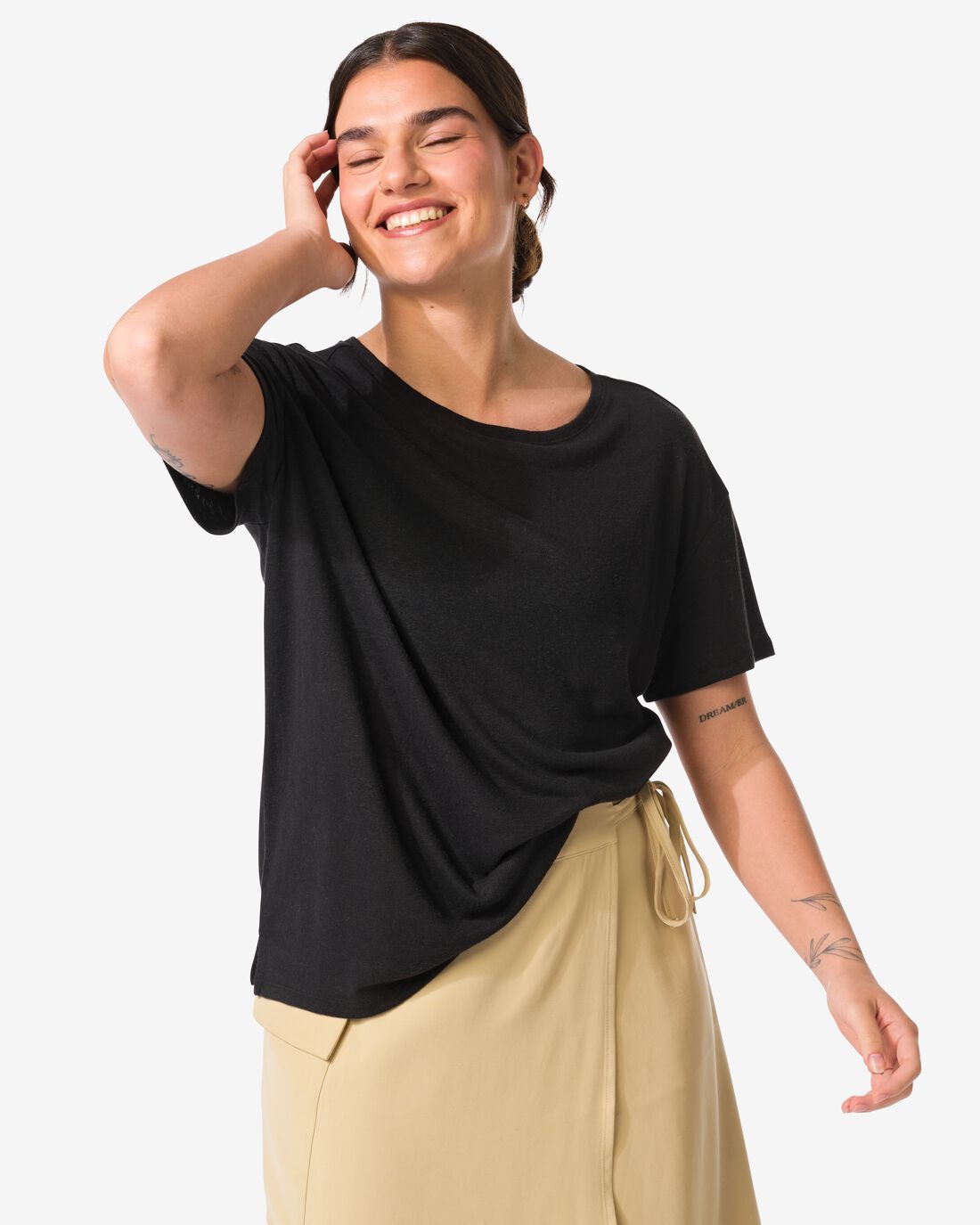 Dames T-shirt Evie Met Linnen