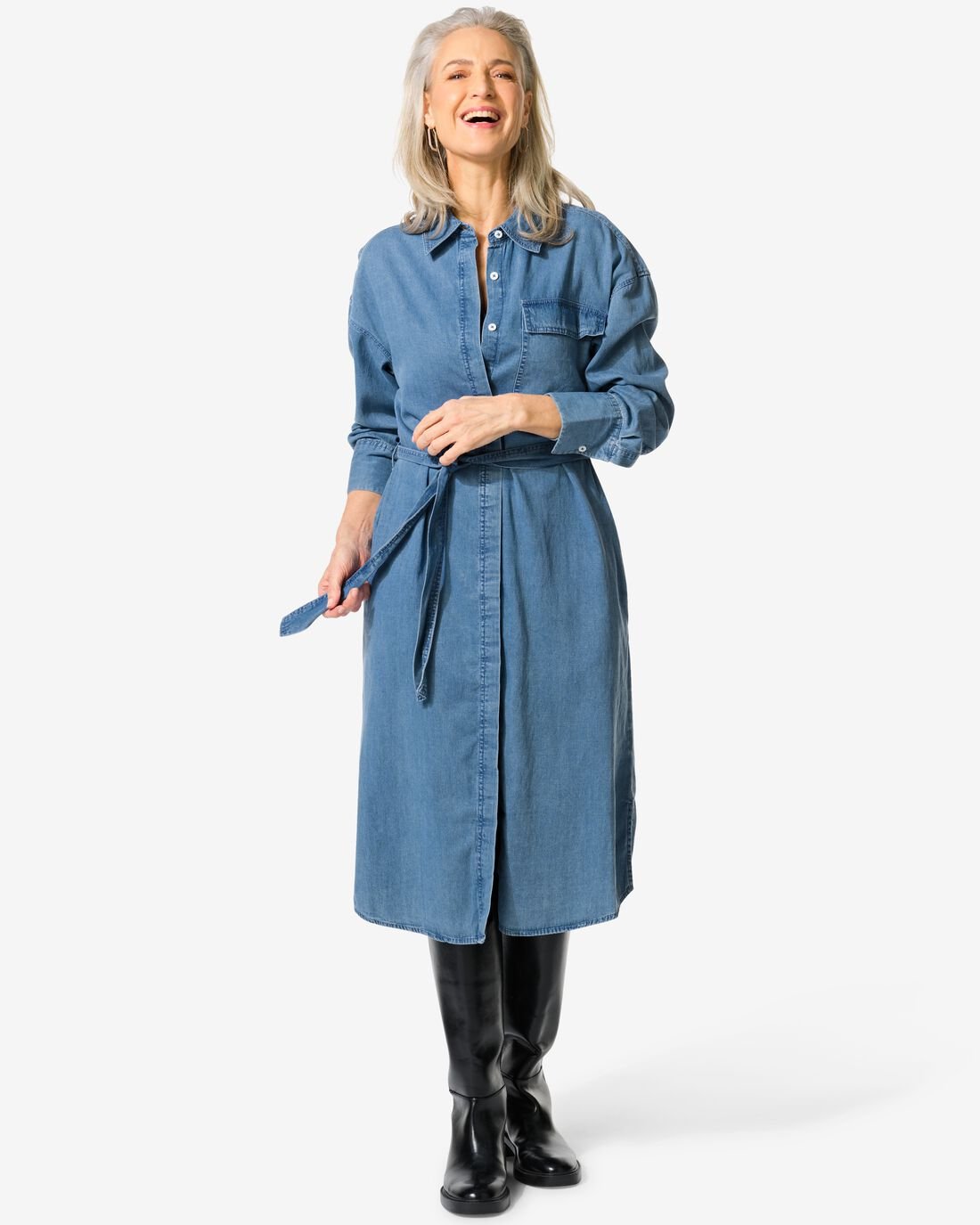 HEMA Damesjurk Kelsey Middenblauw (middenblauw)