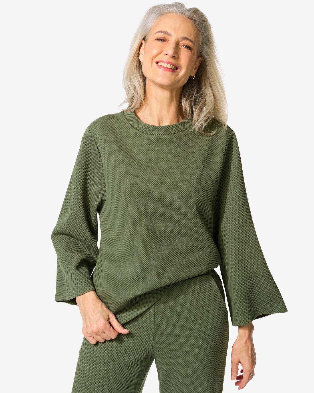 HEMA Dames T-shirt Kacey Structuur Donkergroen (donkergroen)