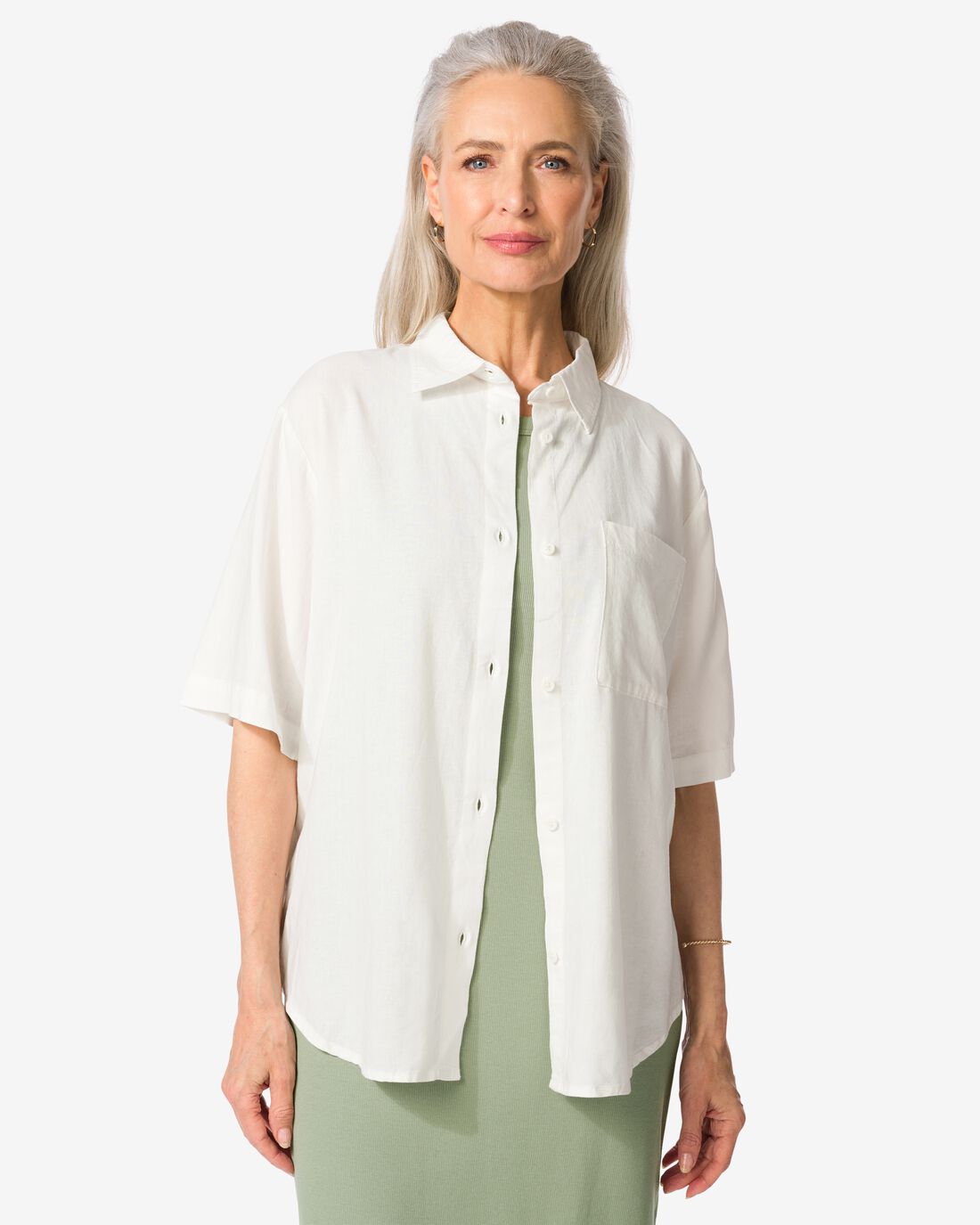 HEMA HEMA Damesblouse Lizzy Met Linnen Wit (wit)