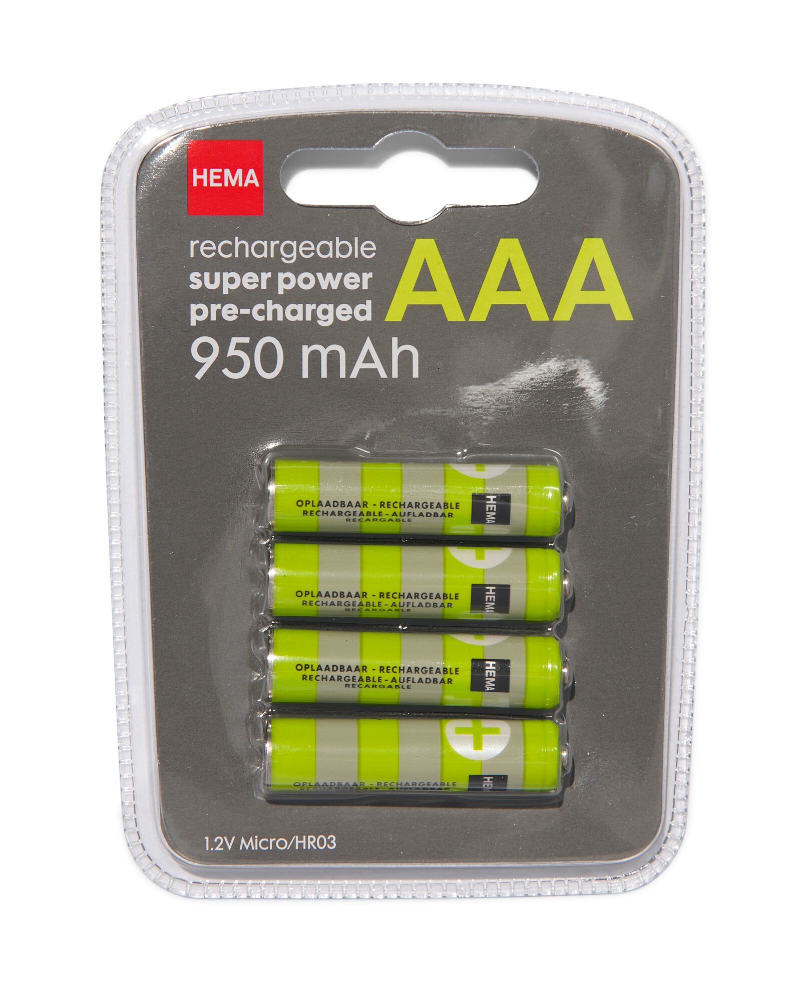 HEMA Oplaadbare AAA Batterijen 950mAh Plus - 4 Stuks