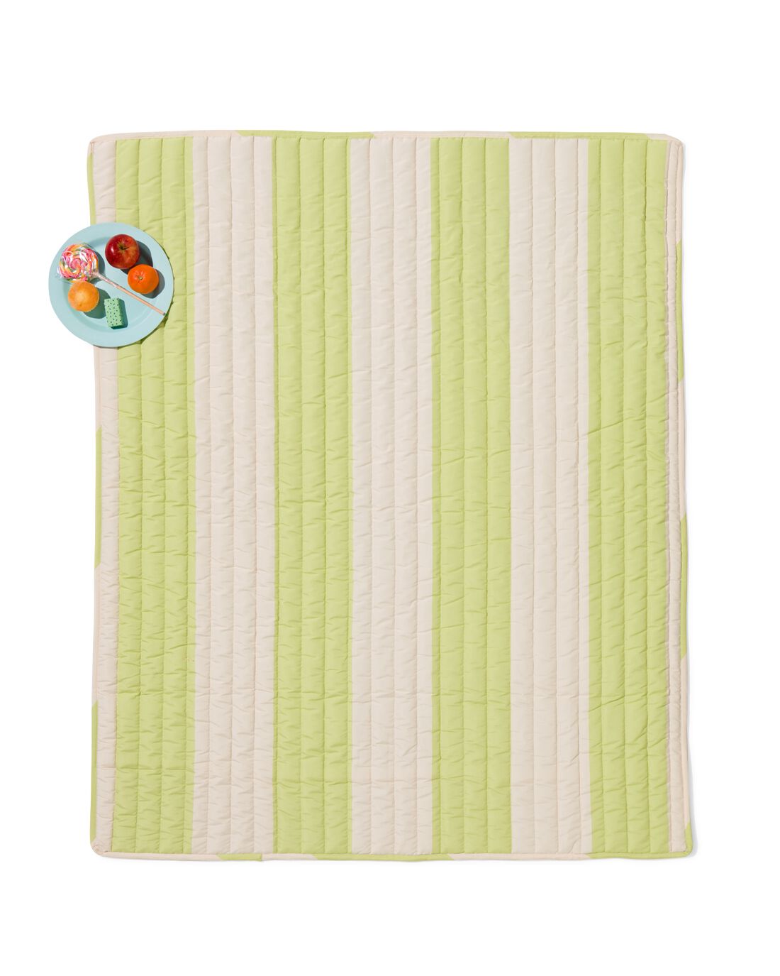 HEMA Picknickkleed 170x135cm Gewatteerd Strepen (lichtgroen)