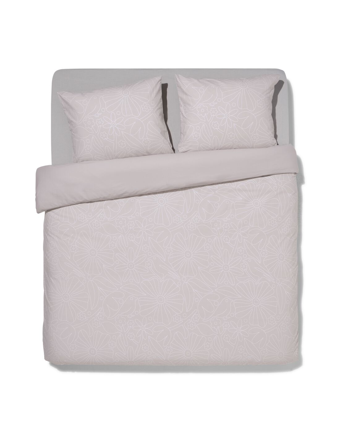 HEMA Dekbedovertrek Katoen 200x200/220 Beige Stiksel (taupe)