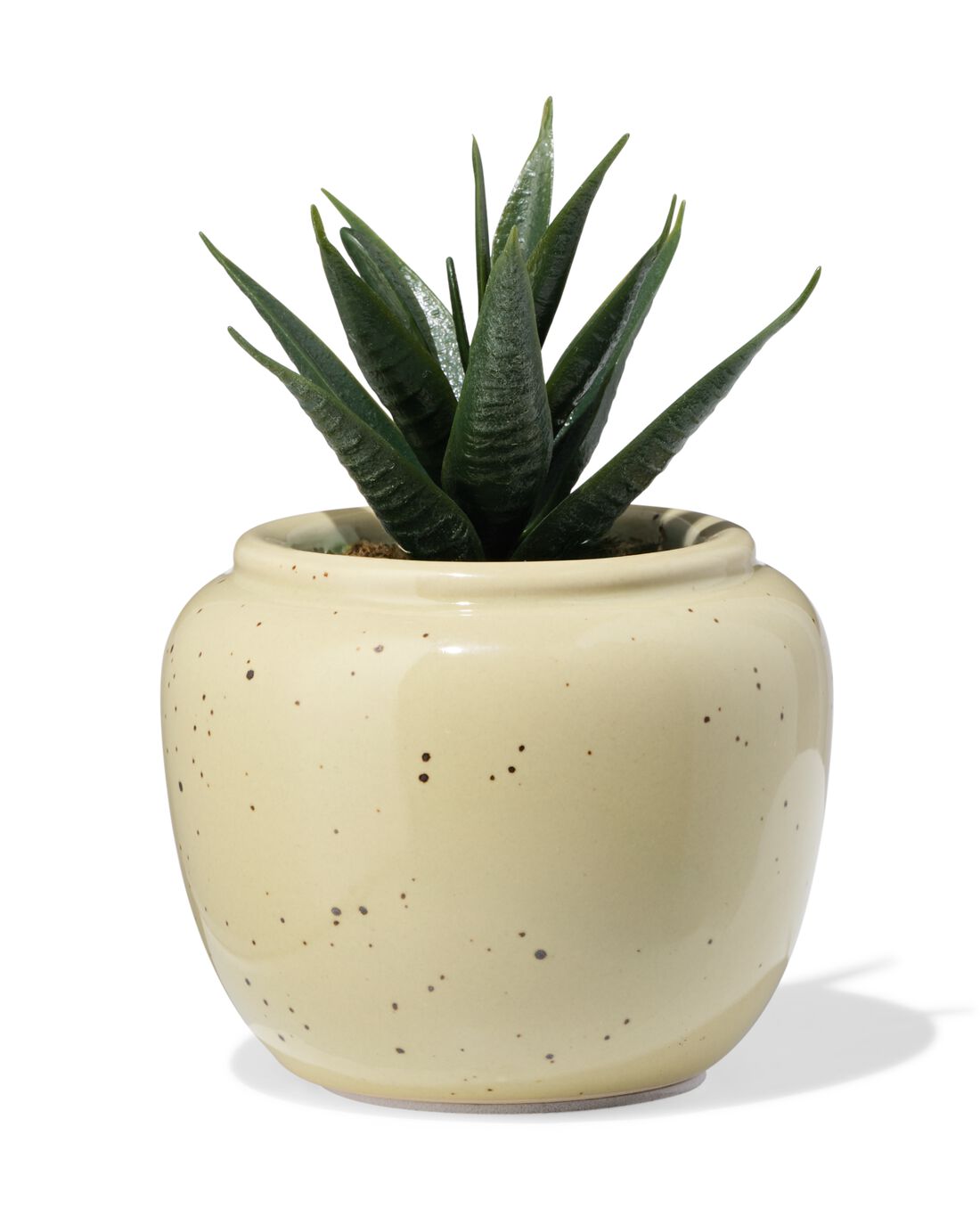 HEMA HEMA Bloempot ⌀7x6.6cm Keramiek Spikkels Beige (wit)