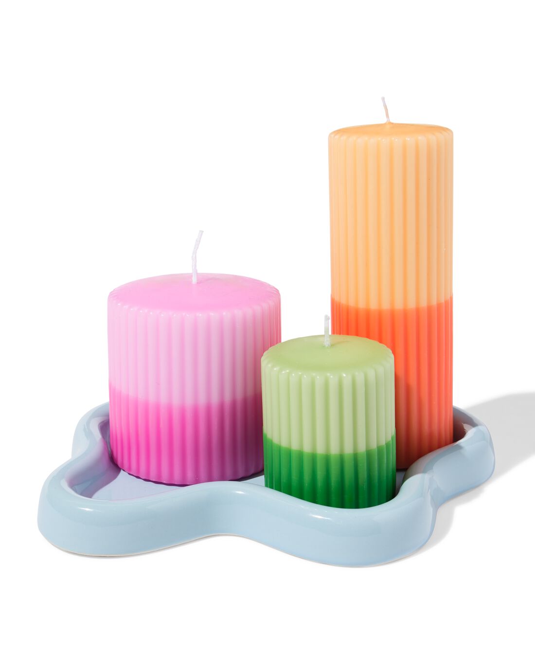 HEMA Kaarsonderzetter L Keramiek Golvend Blauw (blauw)