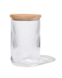 HEMA HEMA Voorraadpot Glas 1.7L Gestreept (transparant)