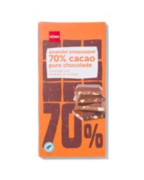 HEMA Chocoladereep 70% Puur Amandel Sinaasappel 90gram