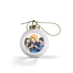 kerstbal keramiek set van 2