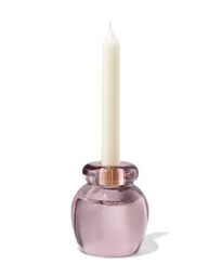 051 2-in-1 Kandelaar 8.5x10cm Glas Transparant Roze (roze)