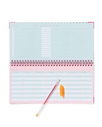 051 Weekplanner 27x14cm Groen-roze