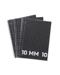 HEMA Collegebloks Zwart A4 Geruit 10mm - 3 Stuks