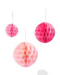HEMA HEMA Honeycomb Bollen Roze Rood - 3 Stuks