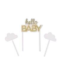 herbruikbare taarttopper &apos;hello baby&apos;