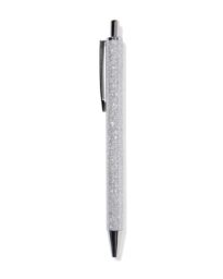 HEMA Balpen Glitter Zilver Blauwschrijvend